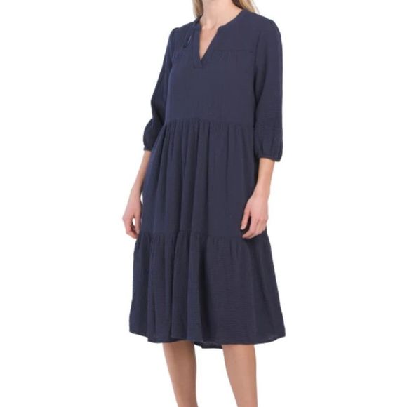 Joan Vass Dresses & Skirts - Joan Vass Tiered Gauze Midi Dress S